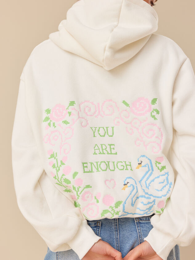 You Are Enough Cross Stitch Hoodie Detail 2 - ALTAR'D STATE KIDS