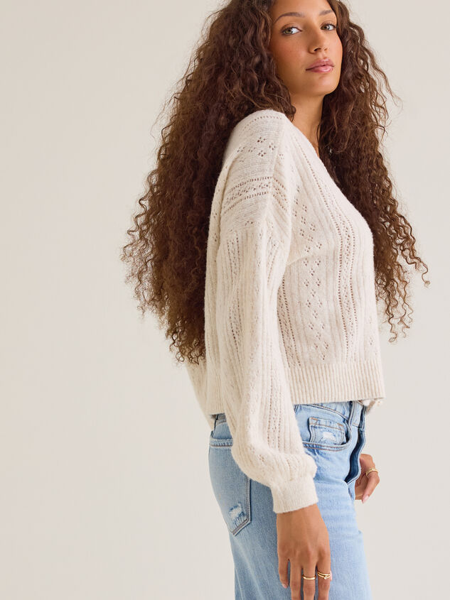 Salome Pointelle Pearl Button Cardigan Detail 3 - AS Kids
