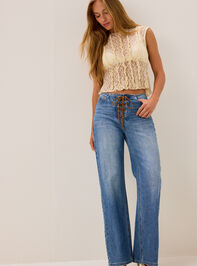 Tasha High Rise Lace up Jean Detail 4 - AS Kids