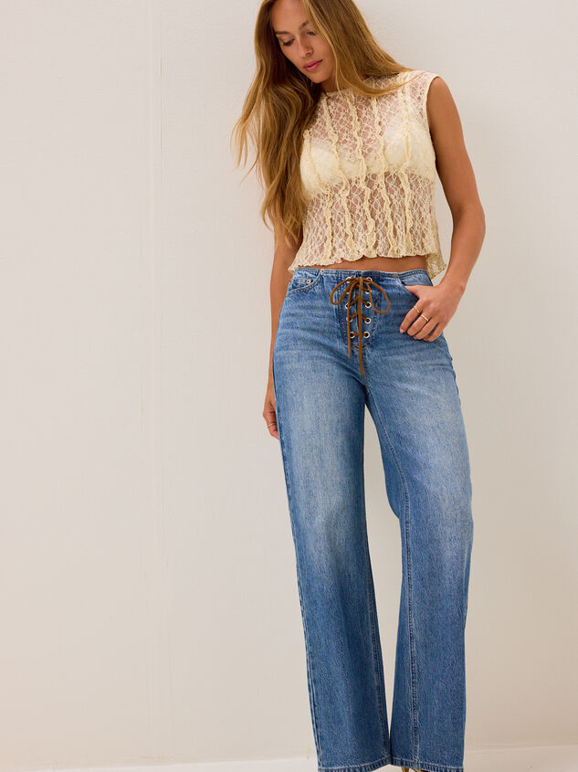 Tasha High Rise Lace up Jean Detail 4 - AS Kids