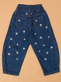 Brooklyn Floral Embroidered Barrel Jean Detail 3 - AS Kids