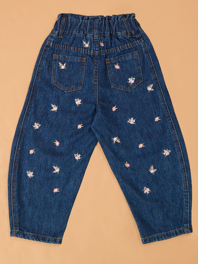 Brooklyn Floral Embroidered Barrel Jean Detail 3 - AS Kids