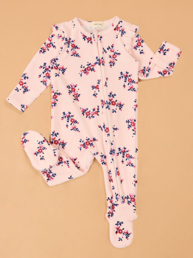 Nora Floral Velour Footie Detail 2 - AS Kids