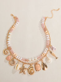 Two-Layer Beaded Shell Charm Necklace Detail 2 - ALTAR'D STATE KIDS
