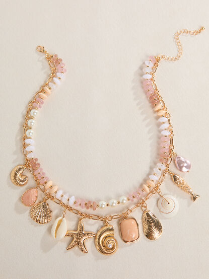 Two-Layer Beaded Shell Charm Necklace - ALTAR'D STATE KIDS