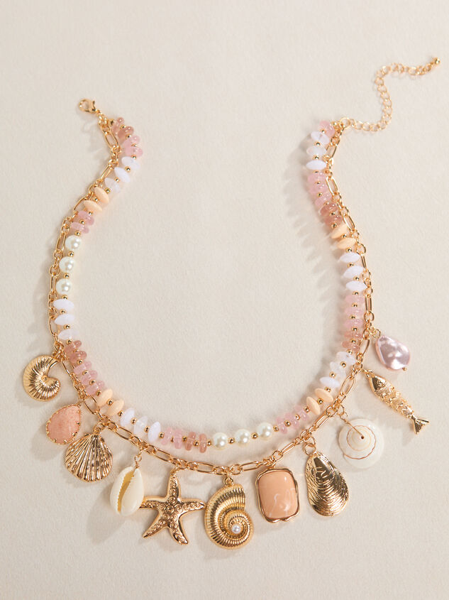 Two-Layer Beaded Shell Charm Necklace Detail 2 - ALTAR'D STATE KIDS