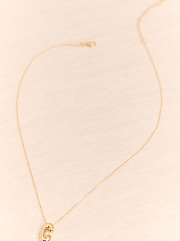 18k Gold C Bubble Monogram Necklace Detail 2 - AS Kids