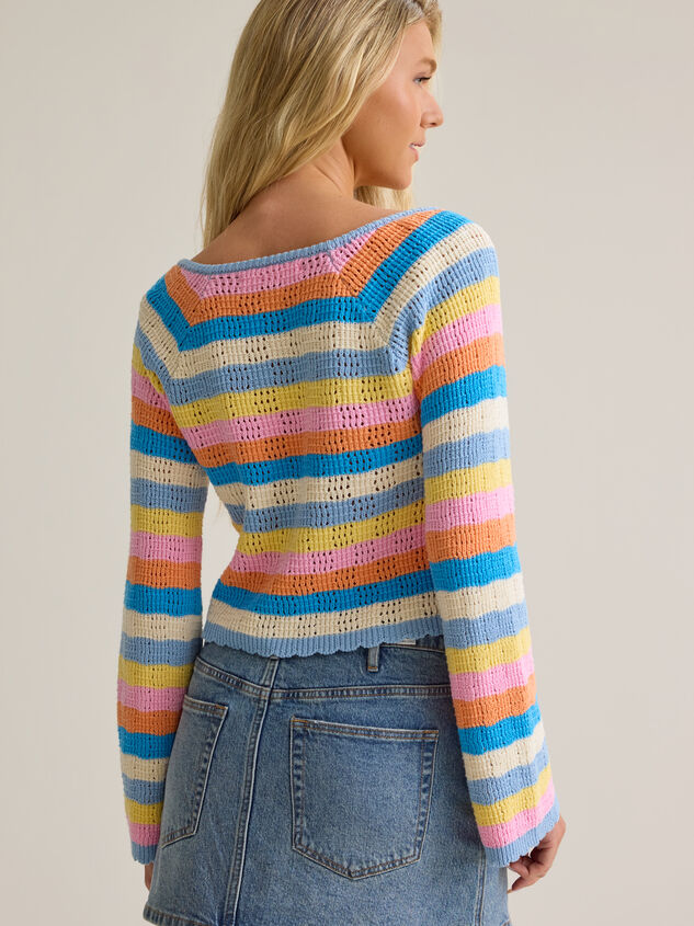 Kaiya Striped Open Weave Sweater Detail 4 - AS Kids