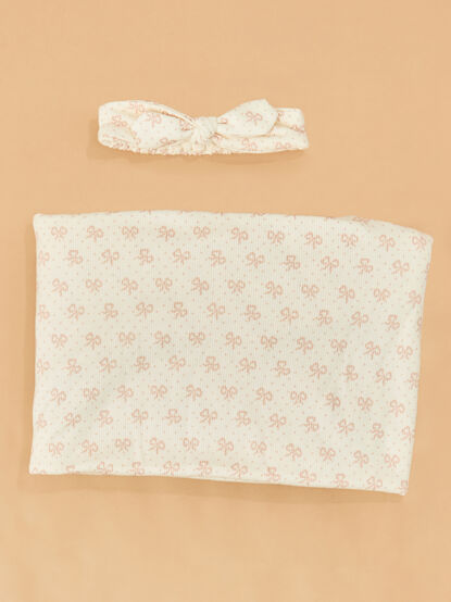 Vintage Mini Bows Swaddle with Headband - ALTAR'D STATE KIDS