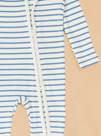 Jake Stripe Long Sleeve Footie Detail 2 - AS Kids