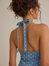 Coi Halter Denim Mini Dress Detail 6 - ALTAR'D STATE KIDS