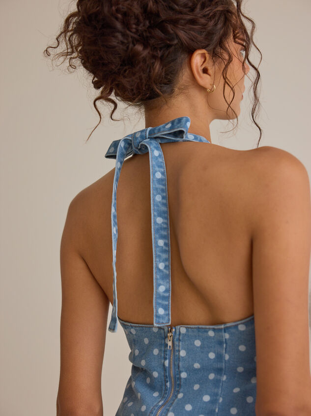 Coi Halter Denim Mini Dress Detail 6 - ALTAR'D STATE KIDS