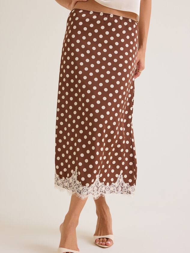 Lynlee Polka Dot Satin Lace Trim Skirt Detail 3 - AS Kids