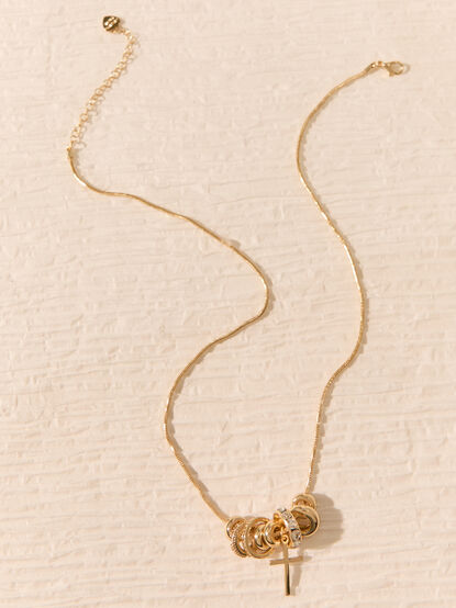 18K Gold Rondelle Cross Slider Necklace - AS Kids
