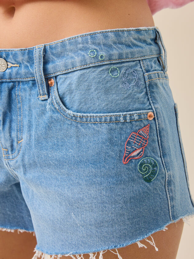 Isla Sea Embroidered Denim Short Detail 2 - ALTAR'D STATE KIDS
