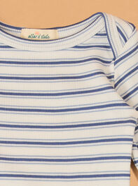 Louis Striped Long Sleeve Bodysuit Detail 3 - AS Kids
