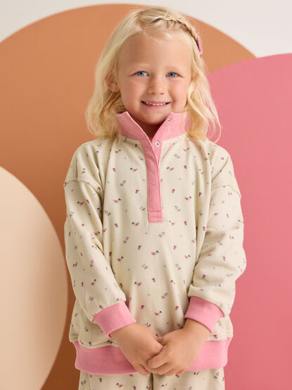 Ava Floral Half Snap Pullover - AS Kids