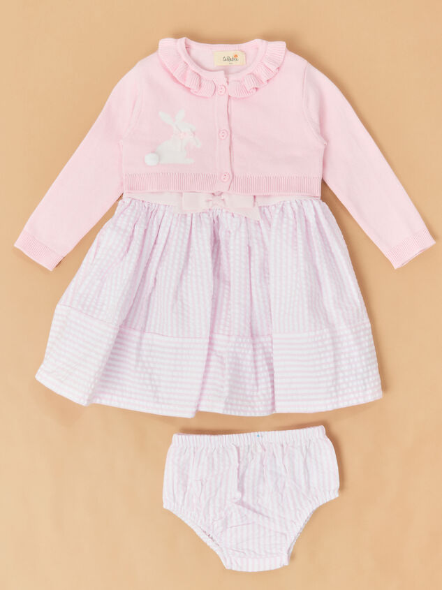 Bunny Seersucker Stripes Baby Cardigan Dress - ALTAR'D STATE KIDS