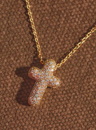 18K Gold Bubble Charm Cross Necklace Detail 2 - ALTAR'D STATE KIDS