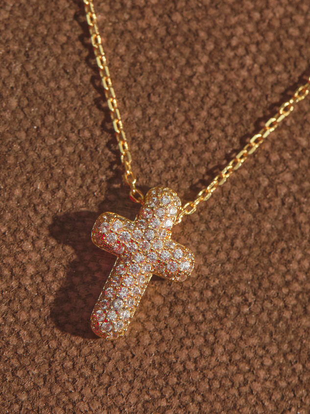 18K Gold Bubble Charm Cross Necklace Detail 2 - ALTAR'D STATE KIDS