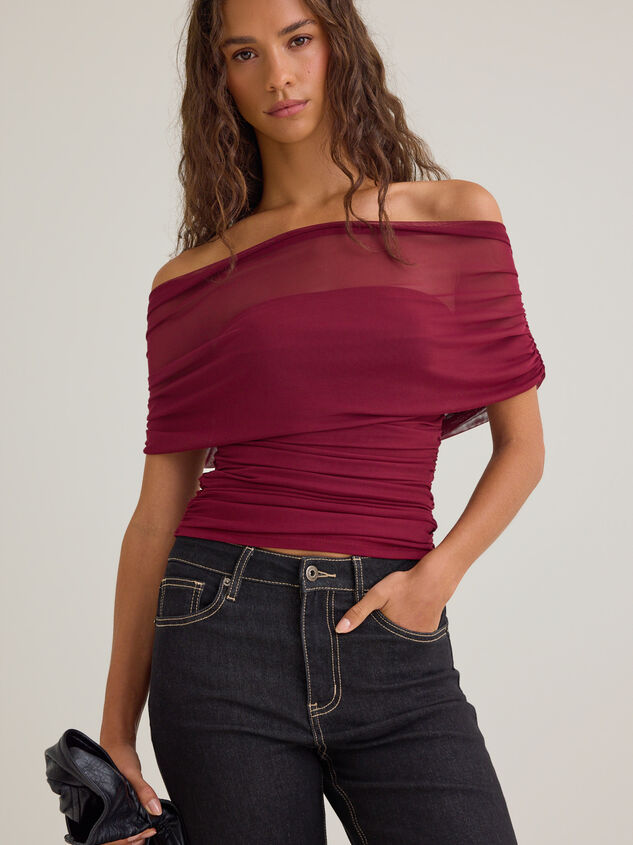 Sandy Off Shoulder Mesh Top Detail 3 - AS Kids