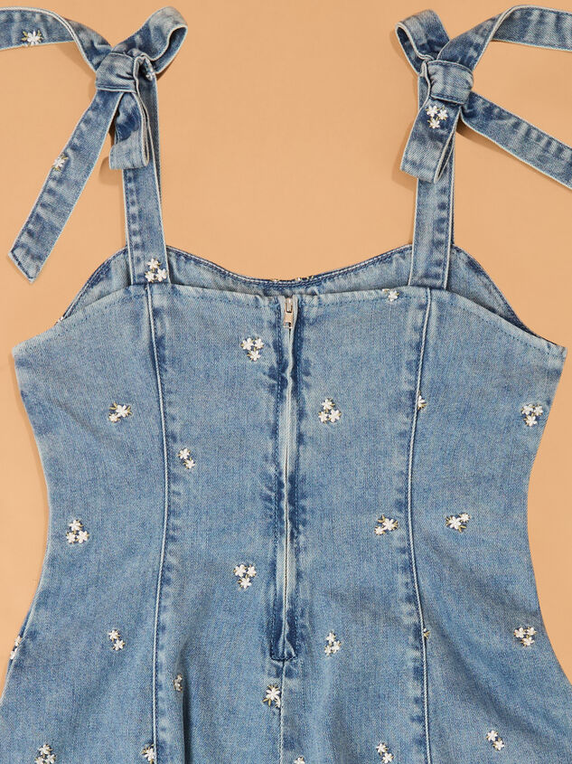 Jane Embroidered Denim Romper and Tee Set Detail 6 - AS Kids