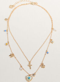Dainty Daisy Layered Charm Necklace Detail 2 - ALTAR'D STATE KIDS