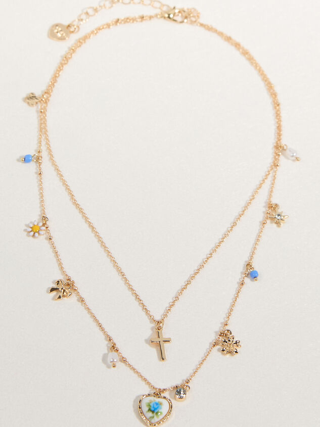 Dainty Daisy Layered Charm Necklace Detail 2 - ALTAR'D STATE KIDS
