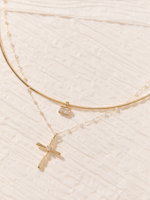 Faith & Pearl Layered Necklace Detail 2 - AS Kids