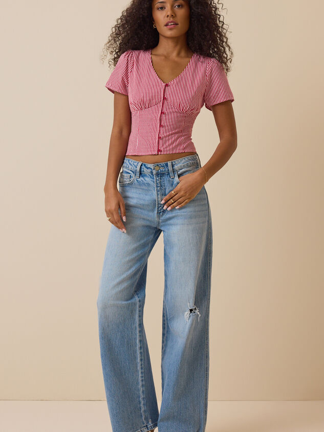 Wendy Gingham Button Front Top Detail 2 - ALTAR'D STATE KIDS