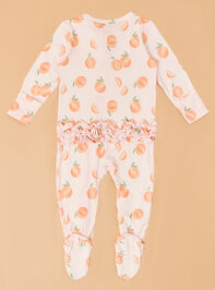 Sweet Peach Ruffle Back Footie Detail 3 - AS Kids