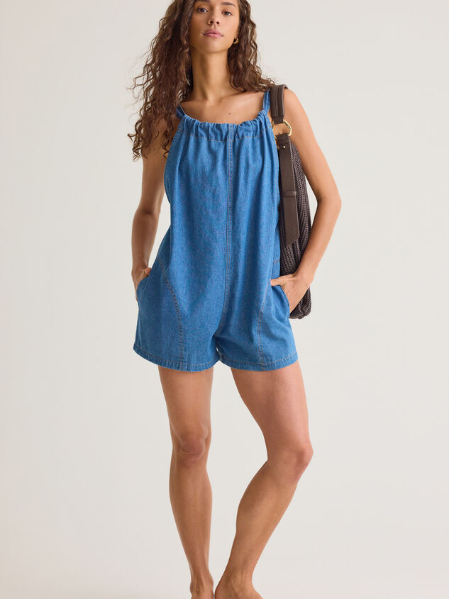 Riley Denim Halter Romper Detail 3 - AS Kids