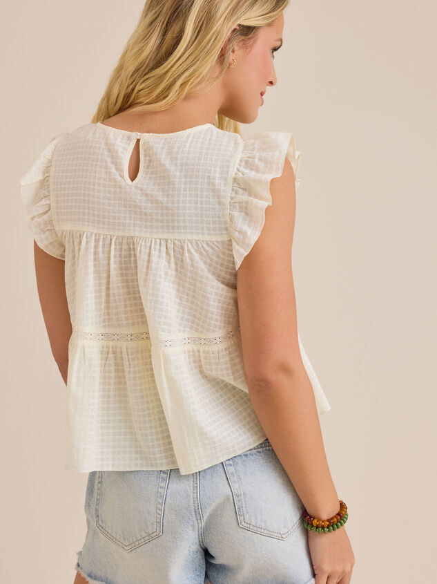 Aubrey Flutter Sleeve Textured Top Detail 4 - AS Kids