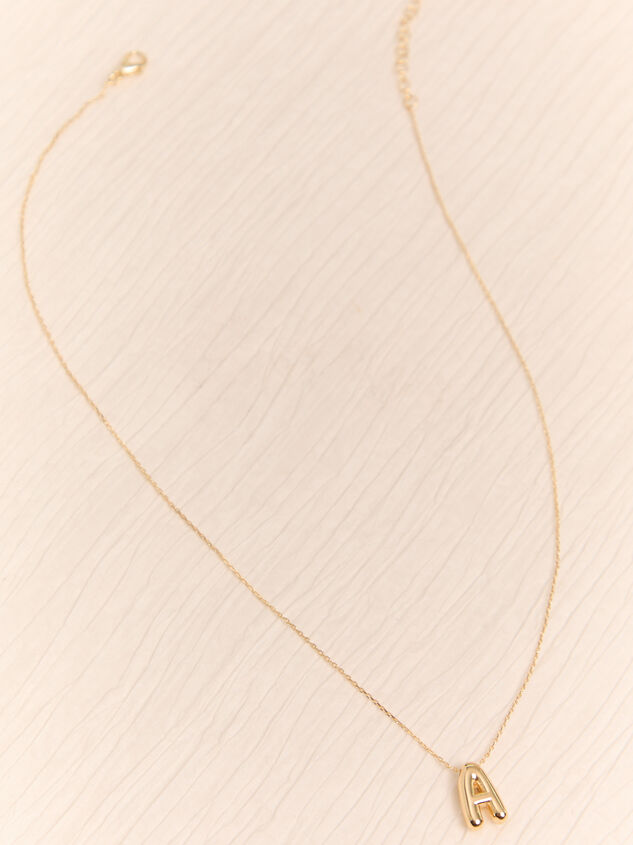 18K Gold A Bubble Monogram Necklace Detail 2 - AS Kids