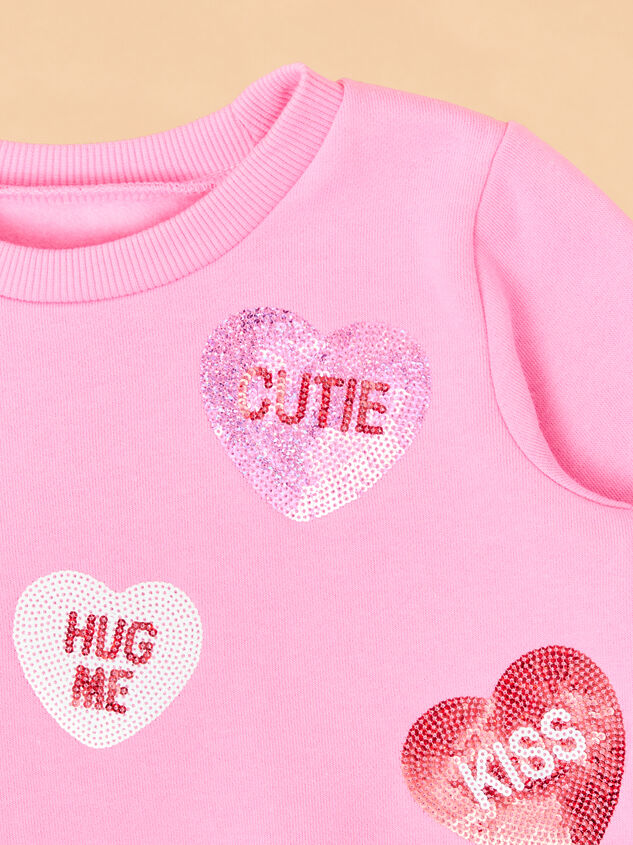 Conversation Heart Cutie Crewneck Detail 3 - ALTAR'D STATE KIDS