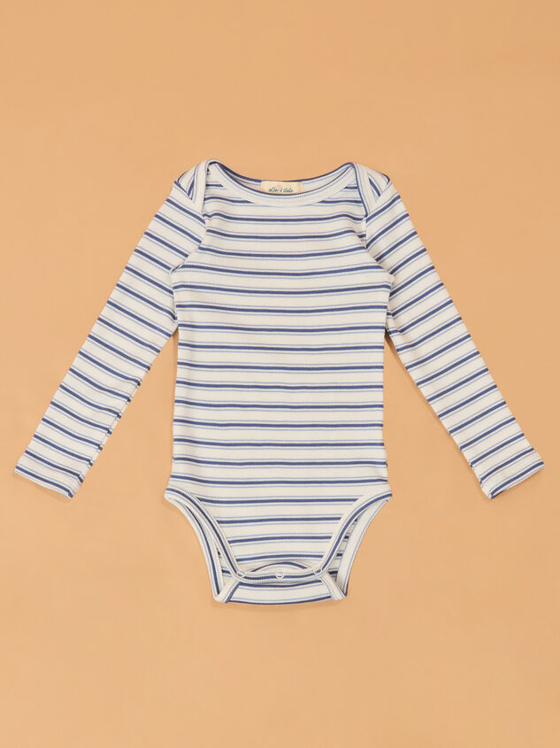 Louis Striped Long Sleeve Bodysuit Detail 2 - AS Kids
