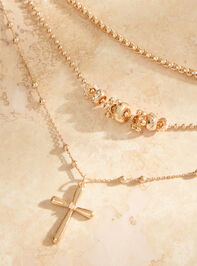 Layered Box Chain Cross Necklace Detail 2 - ALTAR'D STATE KIDS
