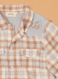 Western Plaid Button Up Shirt Detail 3 - AS Kids