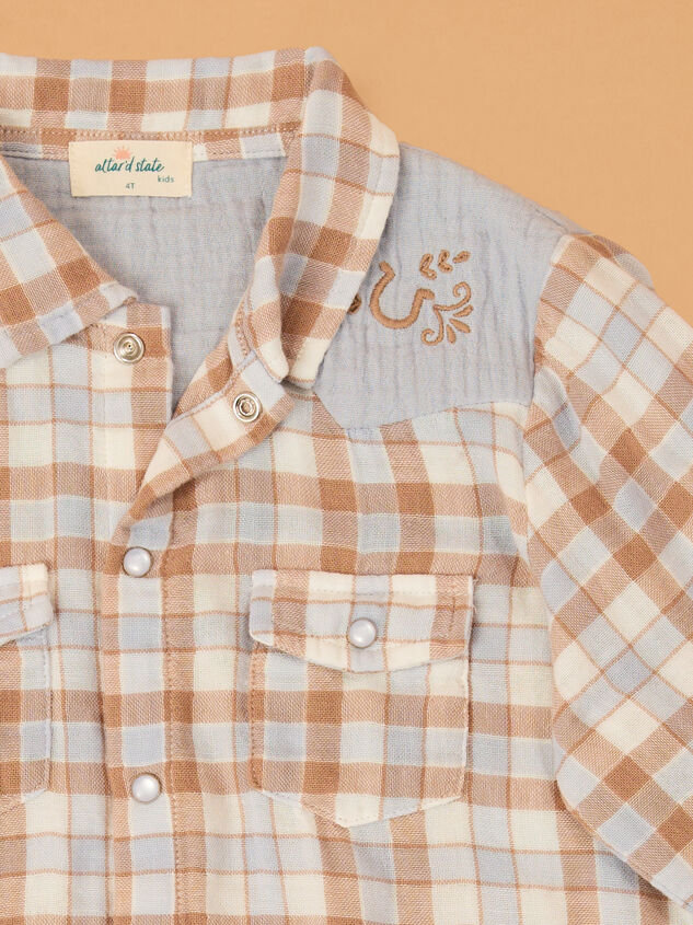Western Plaid Button Up Shirt Detail 3 - AS Kids