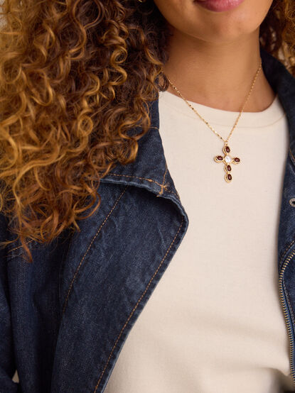 Coin Pearl Cross Necklace - AS Kids