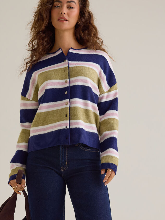 Toni Multi Stripe Button Cardigan Detail 3 - AS Kids
