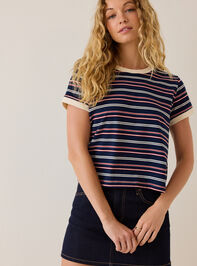 Kristie Stripe Contrast Trim Tee - AS Kids