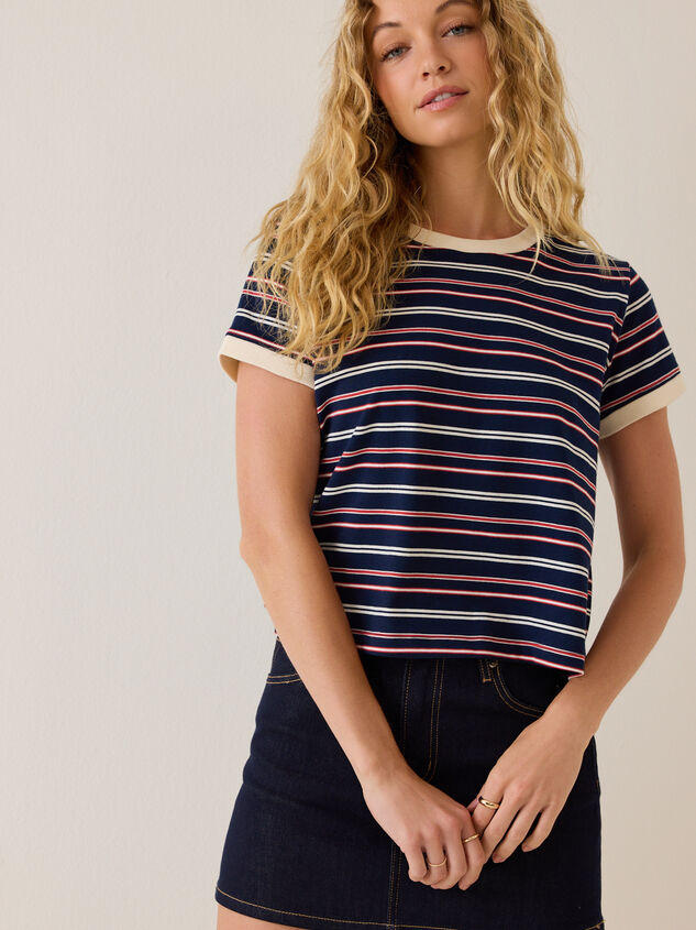 Kristie Stripe Contrast Trim Tee - AS Kids