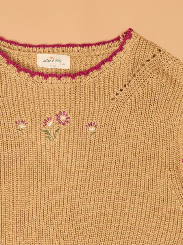 Florence Floral Embroidered Sweater Detail 2 - AS Kids