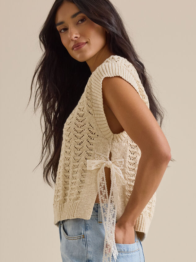 Blair Pointelle Side Tie Vest Detail 2 - ALTAR'D STATE KIDS