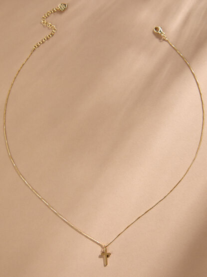 18k Gold Faithful Cross Charm Necklace - ALTAR'D STATE KIDS