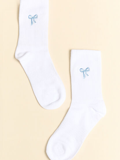 Bleu Bow Embroidered Crew Socks - ALTAR'D STATE KIDS
