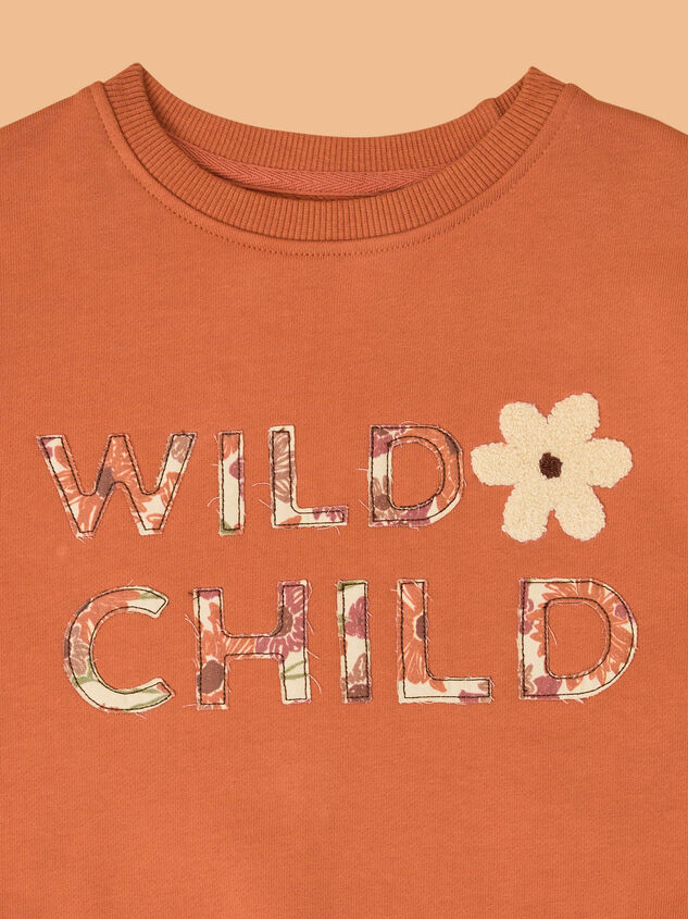 Wild Child Graphic Sweatshirt Detail 6 - AS Kids