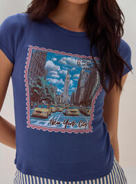 New York Post Card Baby Tee Detail 2 - AS Kids