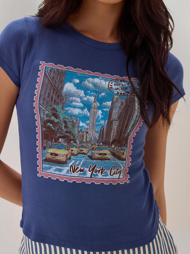 New York Post Card Baby Tee Detail 2 - AS Kids